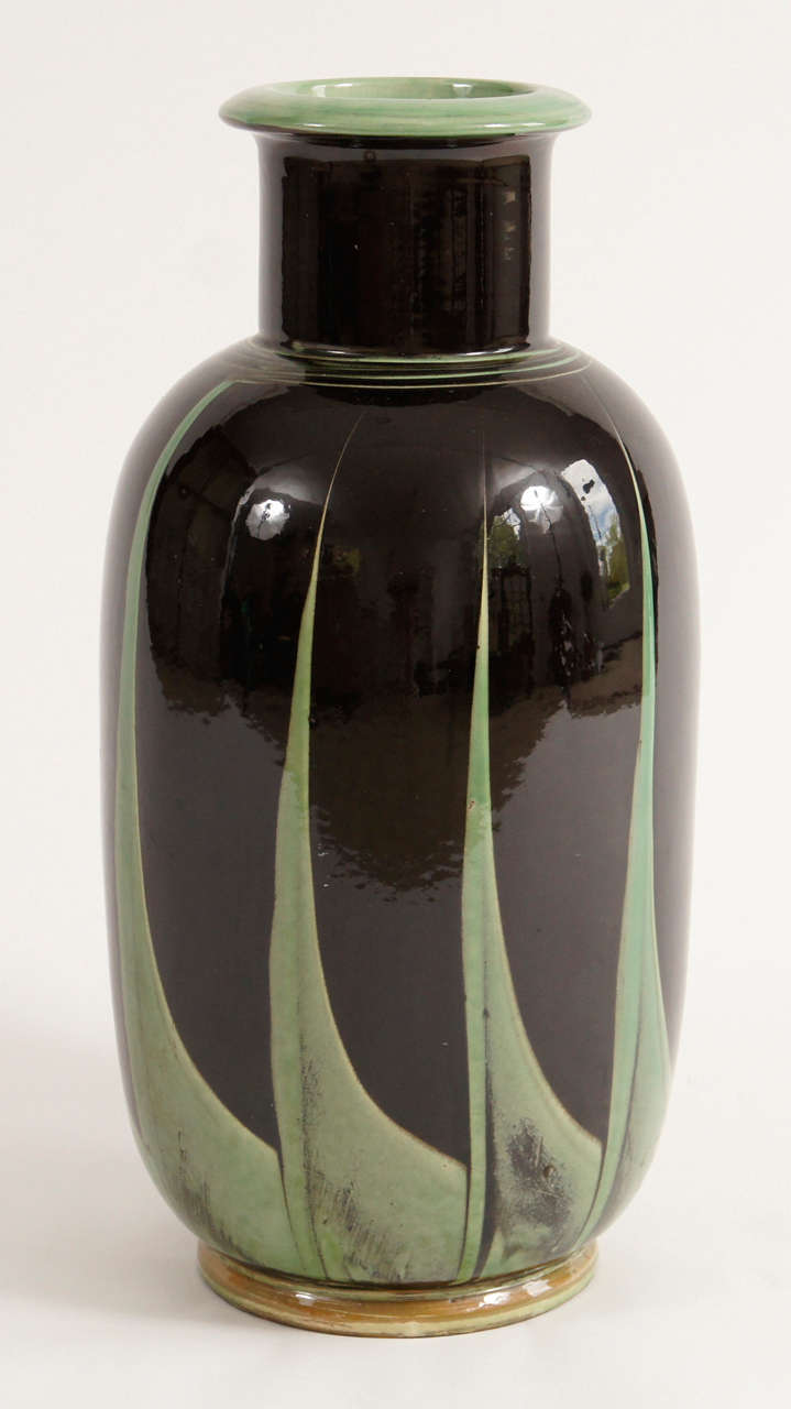 Glazed Herman Kähler Art Deco Vase Danish Originally Drilled for a Lamp For Sale